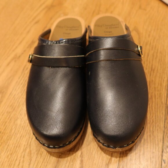 OLOF Daughters of SWEDEN CLOGS wooden heel authentic 38 leather buckle classic - Picture 6 of 10
